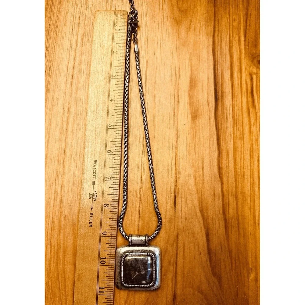 Chico's Vintage Silver Tone Rustic‎ Pendant Necklace 18